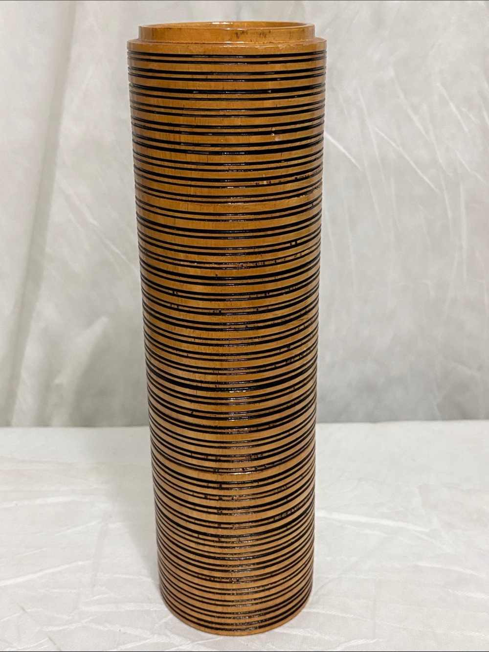 Woodgrain Striped Cylinder Vase